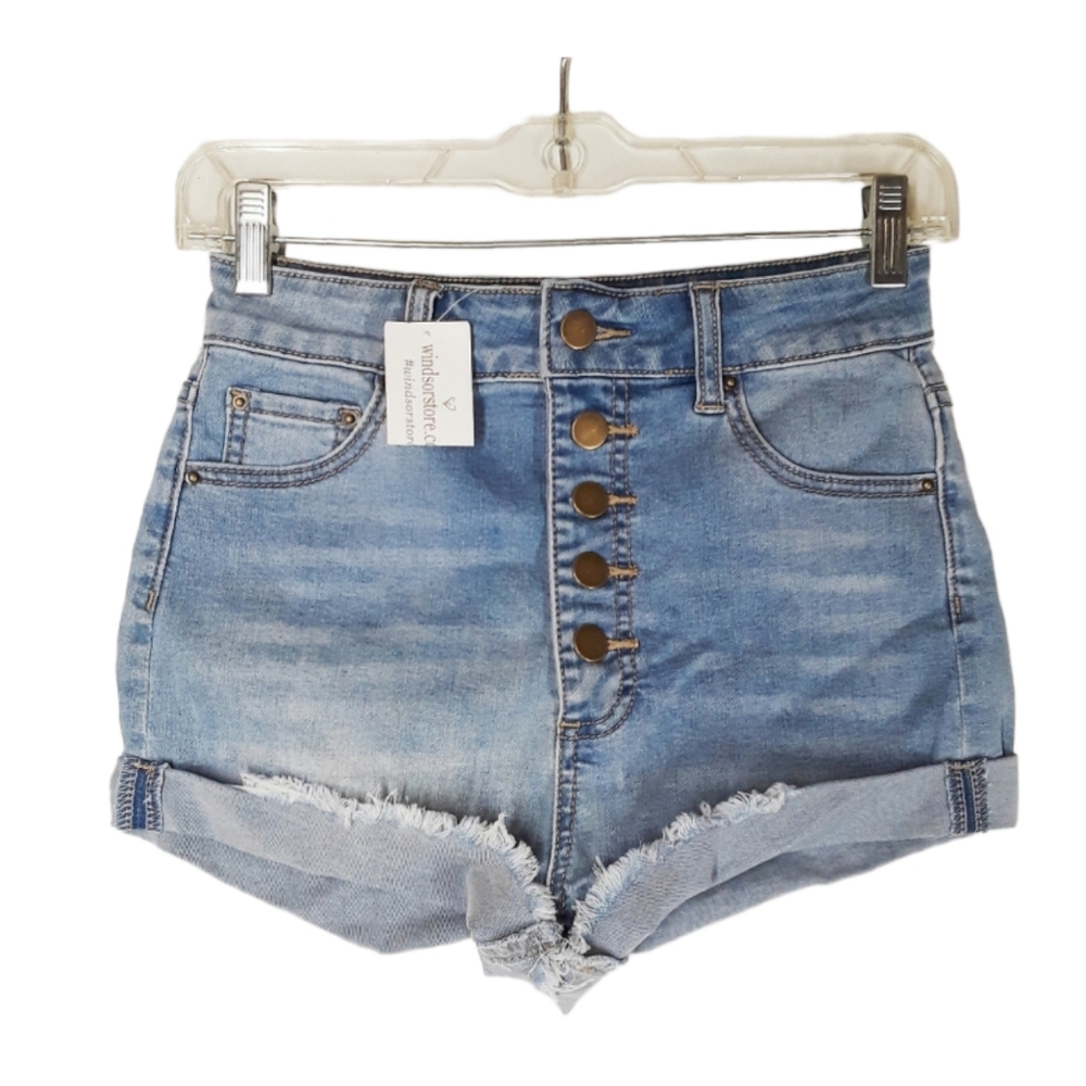 WINDSOR Light Blue Wash Raw Hem Denim Shorts X-Small NWT